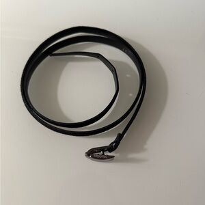 MaxMara Black Suede Leather Belt with Branded Metal Clasp